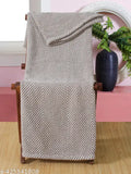 Taupe chevron cotton throw blanket for sofa bed or couch, 60x80 inches, breathable