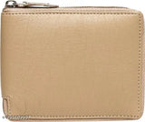 Beige faux leather wallet, 4 card slots, ideal for travel & formal events