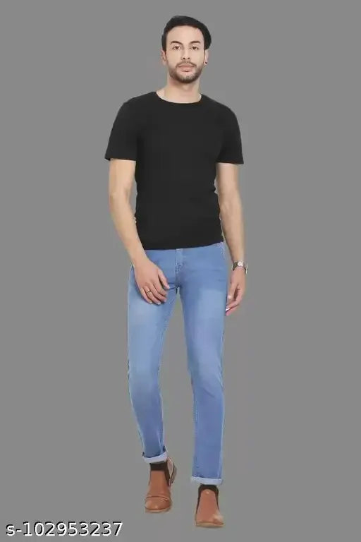 Light blue denim Sobbers slim men's jeans, waist size 30-36, India-made