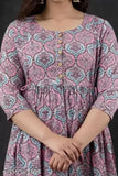 Cotton maternity kurti with zippers, pink, rayon & viscose blend, printed style, suitable for nursing, India-origin