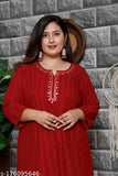 Striped rayon three-quarter sleeve women's ethnic kurti, Indian fashion accessory for events and family functions