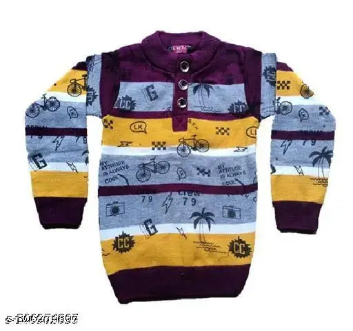 Purple wool long sleeve, printed net children's top from India