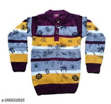 Purple wool long sleeve, printed net children's top from India