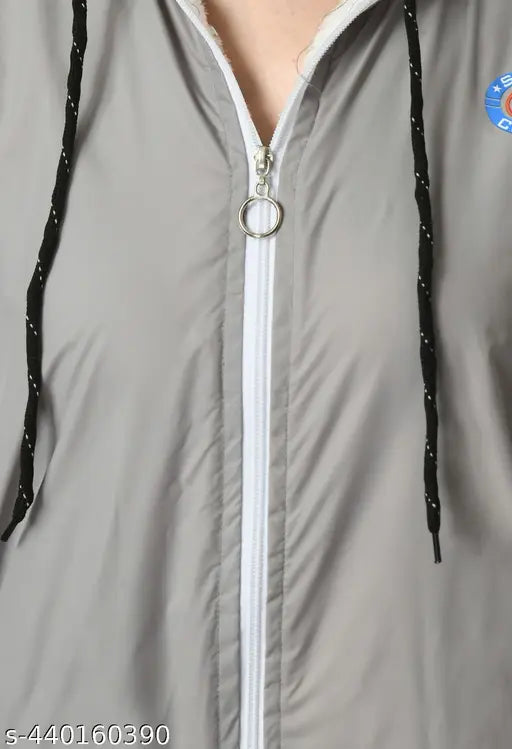 Women trendy warm zipper jacket - Grey