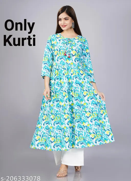 Rayon, three-quarter sleeve printed kurti by 49anarsky, affordable Indian fashion