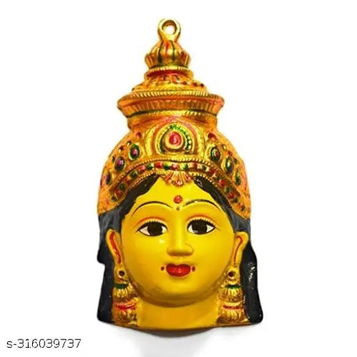 Oxide metal God Idol - Varalakshmi Face Amman, 5.5" x 3.5", Indian pooja mask or idol for home worship (0.5 ft)