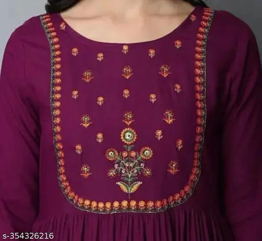 Maroon silk embroidered anarkali kurta