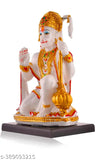 Marble Stone Hanuman sculpture, 6"x9"x4.5", Indian art for Pooja Mandir, home decor, or office/festive events