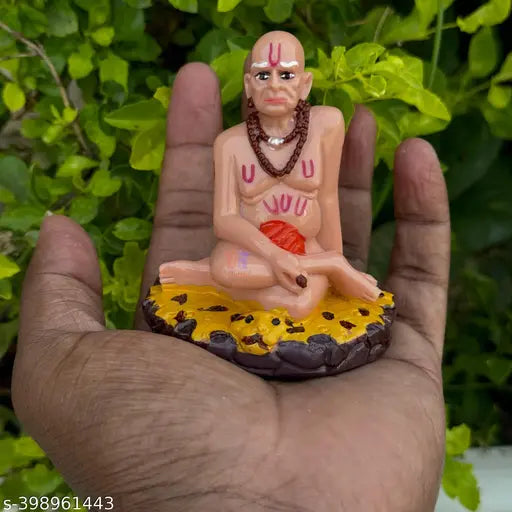 25-inch Dust Marble Swami Samarth God Idol Murti for Car Dashboard - Indian Religious Home Decor
