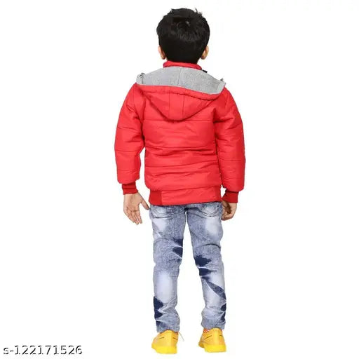 Trendy boys jacket, red and black fabric