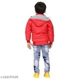 Trendy boys jacket, red and black fabric