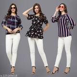 Indian-made Miss AYSE women's crepe printed tunic top with three-quarter sleeves - S to XXL sizes