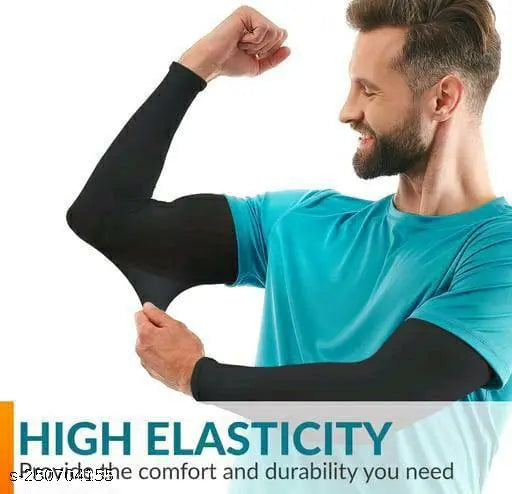 Stylish cotton baseball cap and arm sleeves combo pack for men, women, girls, boys - trending, modern design in solid color, India origin