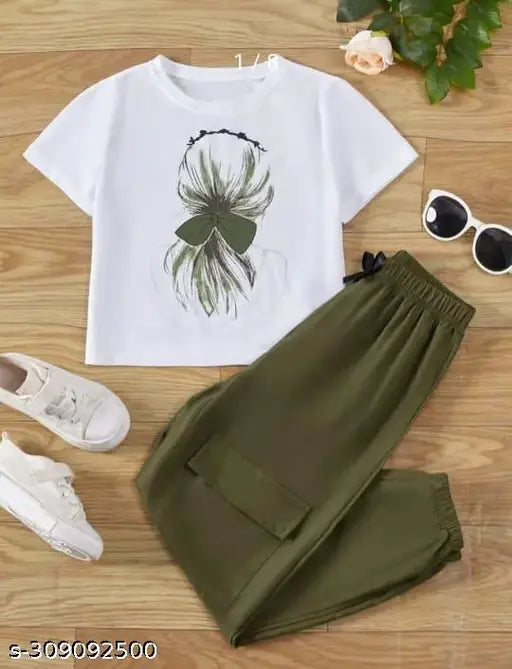 Cotton blend fancy print t-shirt for girls, short sleeves, India origin