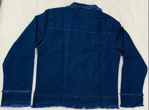 Denim children's jacket with dark stripe on right side