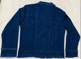 Denim children's jacket with dark stripe on right side