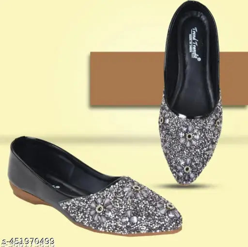 Embellished suedesynthetic Bally and Juttis for women, Indian footwear in various sizes from IND-4 to IND-9