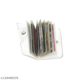 Plastic transparent button ATM card holder, holds 12 credit/debit cards, lightweight & slim, Indian-made accessory