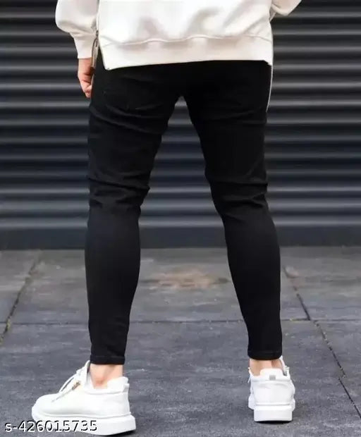 RusticBlooms Men's Slim Fit Comfortable Black Denim Jeans - Durable, versatile, and ideal for various occasions. Available in sizes 26, 28, 30, 32 (waist: 26/28/30/32in, length: 39in, hip: 28/30/32/34in). Made in India