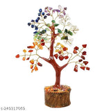Swara Agate 7 Chakra Crystal Bonsai Money Tree Natural Gemstone Feng Sui Home Office Decor Good Luck Wealth Prosperity Reiki Healing Positive Energy Spiritual Gift (100 Beads, Size 6-7 Inches).