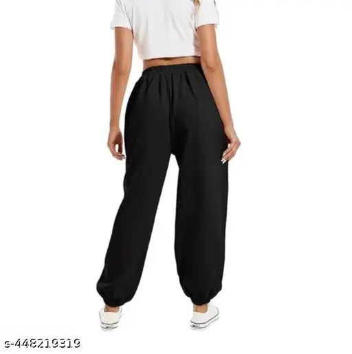 Black jogging pants with drawstring waist