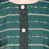 Striped cotton blend kurta and palazzo set for women, featuring three-quarter sleeves. India-origin fashionable couple attire on display