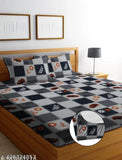 Attractive double cotton checked bedsheet with 2 pillow covers by Ashtosh Enterprises for 8-inch mattress, summer use