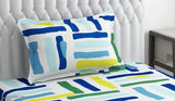 White glace cotton single bedsheet with geometric stripe design, ideal for summer, breathable and wrinkle-free