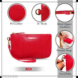 Cherry red zipper purse, ladies' detachable wristlet strap hand clutch wallet