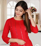Rayon RD=MRR=SHAR Kurta with Palazzos - Solid color, quality hand-mirror work, versatile for festivals, parties, office, daily wear (India)