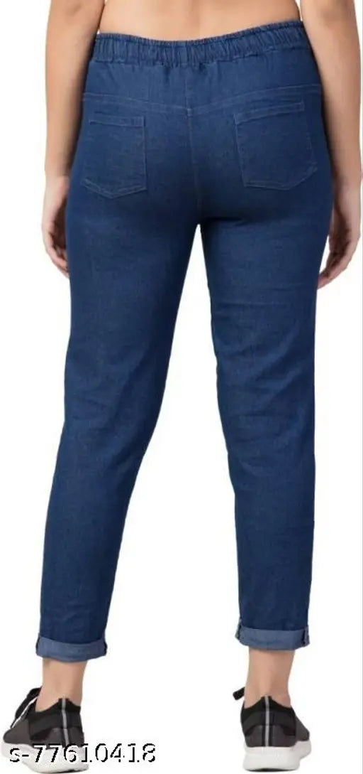 Dark blue denim Dear Youth jeans by Febrina Classic, printed net detail, size 24 (waist 24in, length 37in)