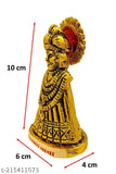 Brass Krishna idol - Metal Baba Khatu Shyam Ji Figurine Gold (10cm) - Indian temple decor