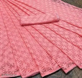 Pink Art Silk Brasso Net Saree with Embroidered Blouse - Indian fashion