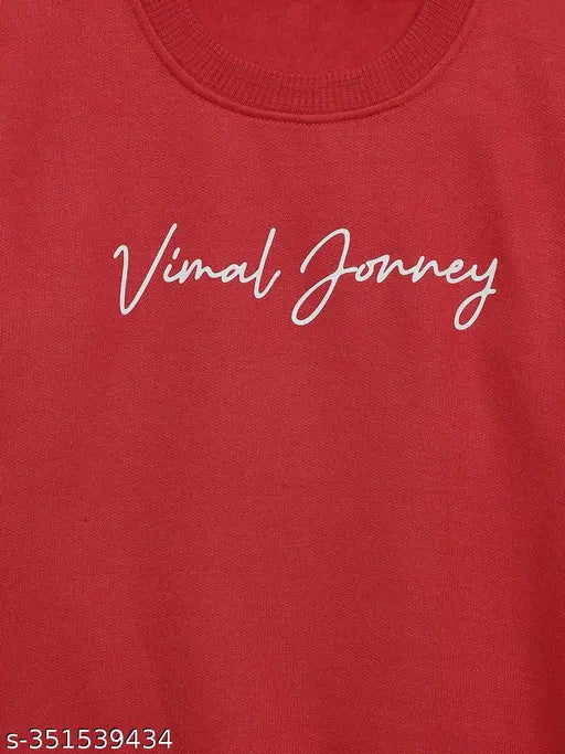 Maroon printed round neck cotton fleece sweatshirt for boys, multiple sizes available from 2-16 years, casual wear on model