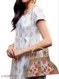 Colorful patterned women's fashion clutch, embroidery detail