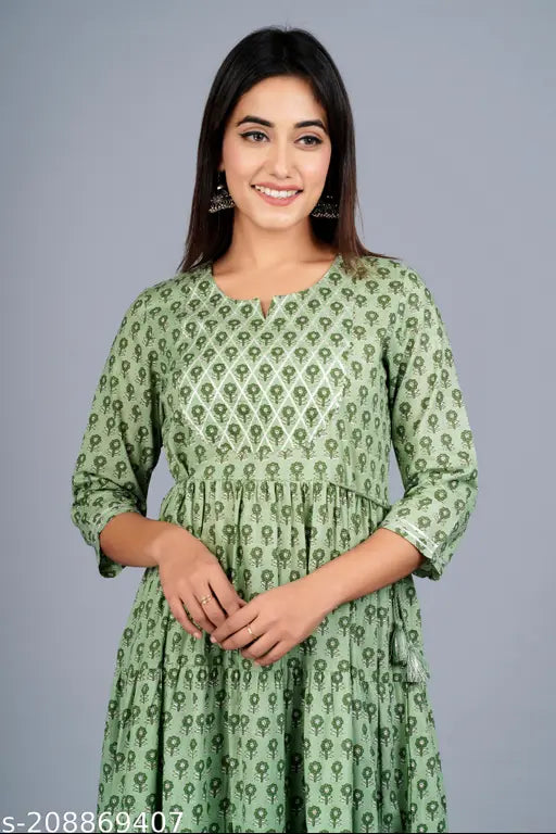 Printed rayon kurta, blend of traditional charm and contemporary fashion, three-quarter sleeve length, captivating print design