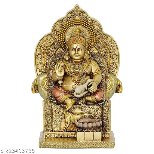Multi-color poly resin Lord Kuber statue for wealth and harmony, ideal home decorative showpiece