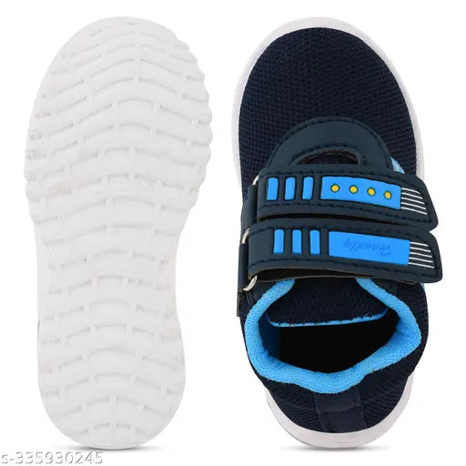 Blue casual shoes with LED lights, Velcro strap, lightweight design, suitable for outdoor sports and kids