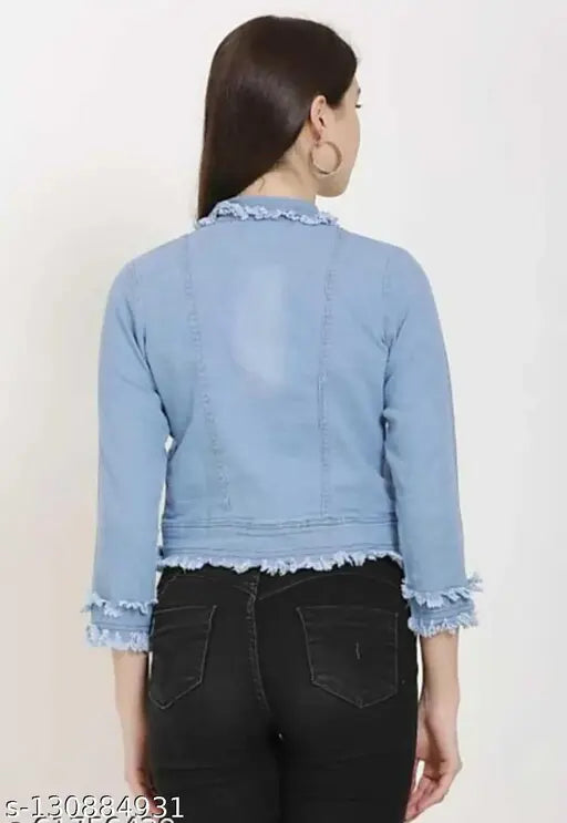 Denim jacket, solid preety designer style with long sleeves, L size, from India