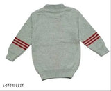 Litton striped woolen sweater for babies, long sleeves, neutral color palette, Indian handcrafted