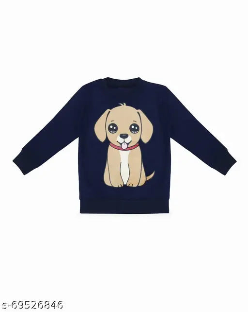 Cotton blend heart rulers boys dog print sweatshirt with long sleeves, perfect for toddlers aged 2-8, made in India