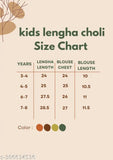 Rayon embroidered lehenga-choli in georgette fabric, perfect for ethnic parties and weddings. Beautiful, trending designer dress for kids aged 3-8 years." (106 characters)