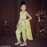Embroidered jacquard dupatta set, girls festive party wedding kurta and patiala. Made from high-quality semi-silk and soft silk materials." (124 characters)