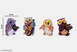 Poly resin musical owl set: 4 unique pieces playing guitar, violin, flute, and accordion. Hand-painted, weather-resistant orchestra owl family for home decor