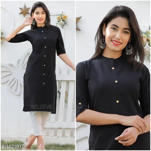 Black kurta with button details