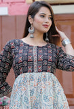 Black and white patterned kameez with long sleeves