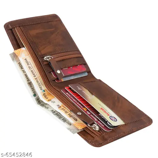 Faux leather men's wallet, two-fold design, 4 card slots, 2 compartments, new trendy fashion accessory