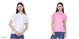 Cotton blend polo shirt combo for girls/women (L, XL), solid color, short sleeves