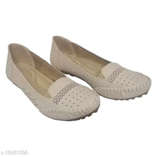 Cream synthetic Saanvishubh casual ballerinas for women & girls - trendy and comfortable footwear for daily use