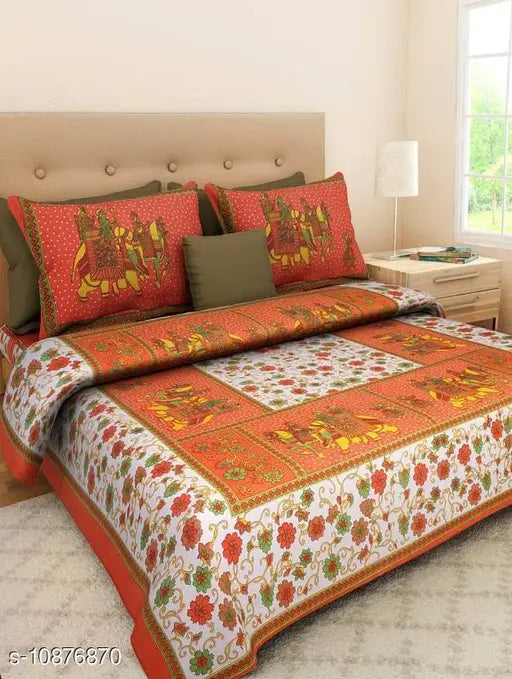 Trendy microfiber double bed sheet set with 4 pillow covers, India-made